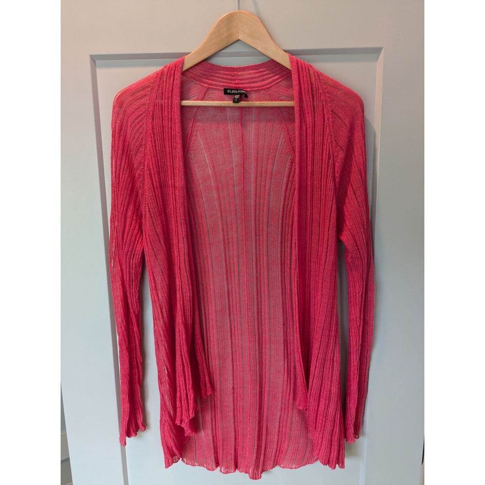 Eileen Fisher Pink Knit Cardigan Open Front Lightweight Cover Up Size S‎